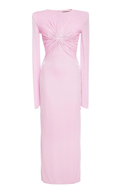 Shop Versace Twisted Knot Chenille Dress In Pink