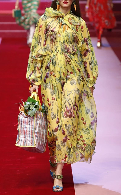 Shop Dolce & Gabbana Radish Chiffon Jumpsuit In Print