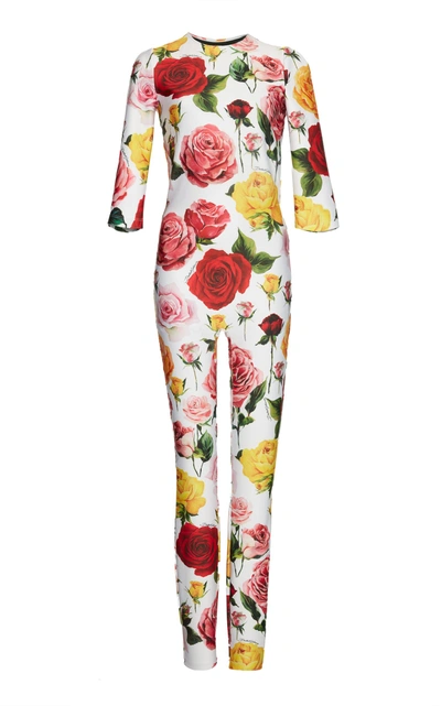Shop Dolce & Gabbana Floral Short Sleeve Jumpsuit