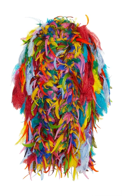 Shop Dolce & Gabbana Multicolor Feather Coat
