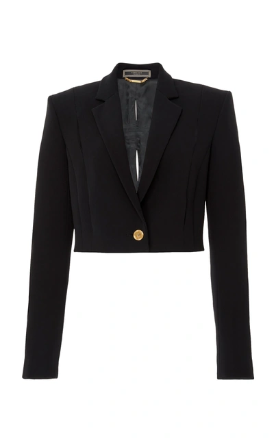 Shop Versace Cropped Jacket In Black