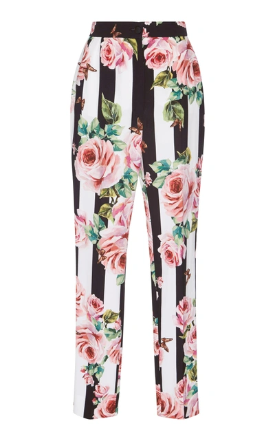 Shop Dolce & Gabbana Floral Straight Leg Pants