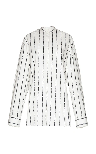 Shop Msgm Mini Striped Tunic Shirt In White