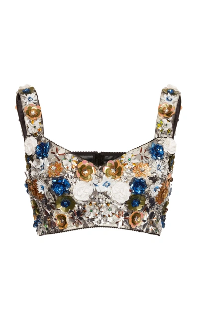 Shop Dolce & Gabbana Sequin Embellished Bralette In Multi