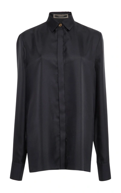 Shop Versace Silk Cady Shirt In Black
