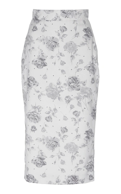 Shop Alessandra Rich Crystal Pencil Skirt In White