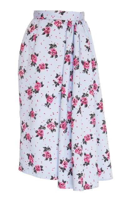 Shop Alessandra Rich Floral Printed Faille Skirt In Multi