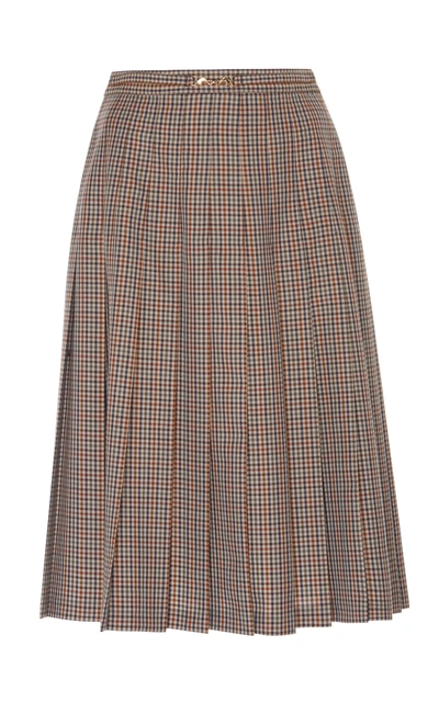 Shop Maison Margiela Micro Check Pleated Skirt In Plaid