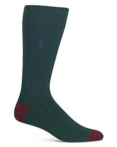 Shop Polo Ralph Lauren Color Block Casual Rib Socks In Highland Green