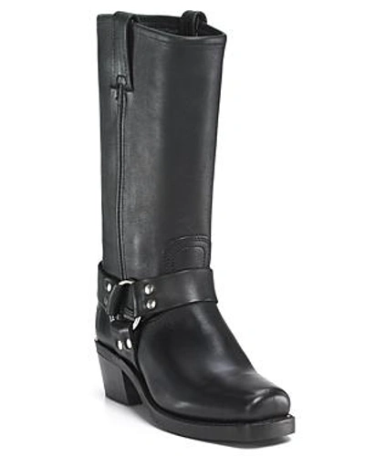 Shop Frye Women's Harness 12r Leather Mid Heel Engineer Boots In Black