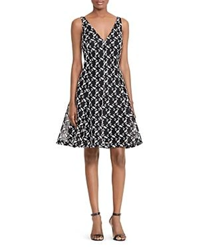 Shop Ralph Lauren Lauren  Floral-embroidered Dress In Black/white