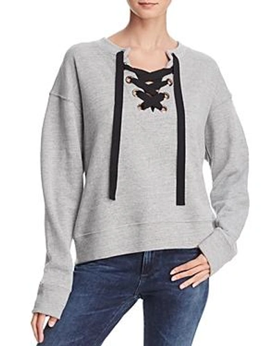 Shop Black Orchid Lace-up Sweatshirt In Heather Gray