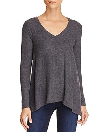 Shop Michael Stars Arched Hem Top In Charcoal