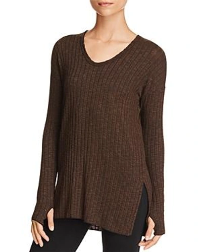 Shop Michael Stars V-neck Ribbed Tunic In Loden