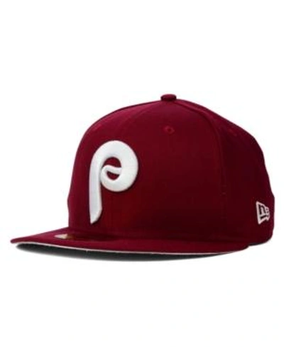 Shop New Era Philadelphia Phillies Mlb Cooperstown 59fifty Cap In Cardinal Red