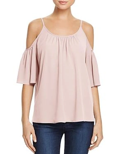 Shop French Connection Polly Plains Cold-shoulder Top In Capri Blush