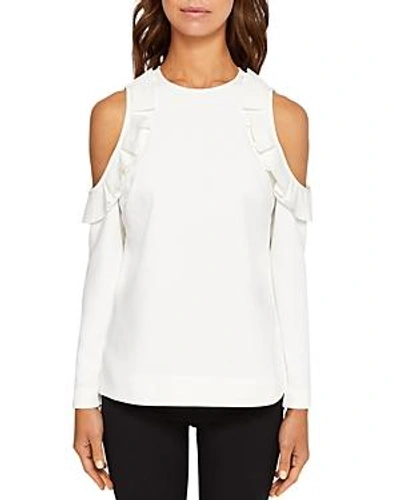 Shop Ted Baker Steffe Ruffled Cold-shoulder Top In Ivory