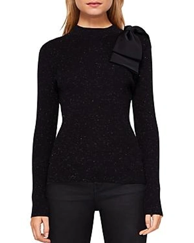 Shop Ted Baker Gabiell Bow-detail Sparkle Knit Sweater In Black