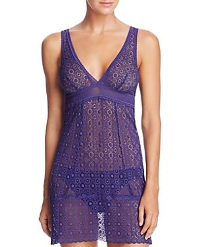 Shop Else Plunge Soft Cup Fitted Chemise In Blue Iris