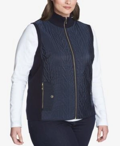 Shop Tommy Hilfiger Plus Size Quilted Rib-knit Vest, Created For Macy's In Midnight