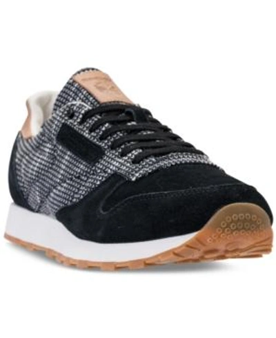 Shop Reebok Men's Classic Leather Ebk Casual Sneakers From Finish Line In Black/stark Grey/sand Sto