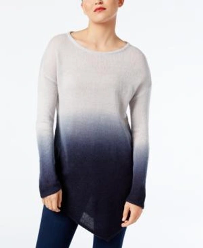 Shop Vince Camuto Dip-dyed Asymmertical-hem Sweater In Blue Night