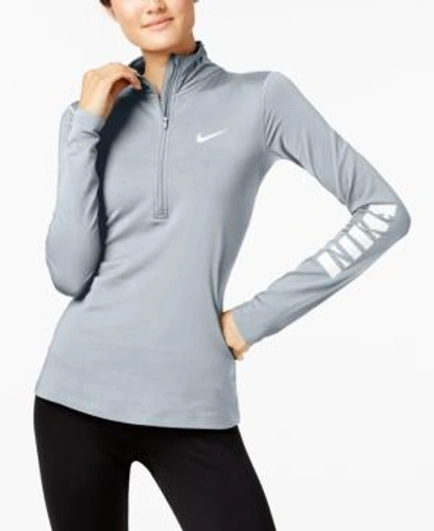 Shop Nike Pro Warm Fleece-lined Half-zip Top In Pure Platinum