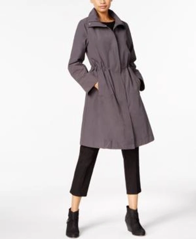 Shop Eileen Fisher Stand-collar Drawstring Jacket In Bark