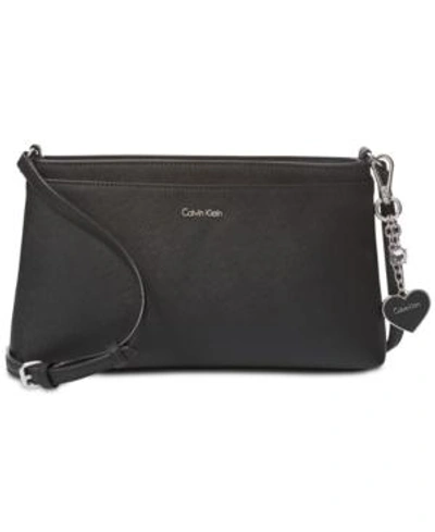 Shop Calvin Klein Saffiano Medium Crossbody In Black