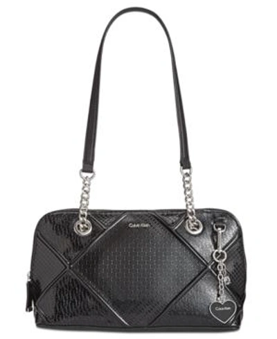 Shop Calvin Klein Medium Shoulder Bag In Black Silver