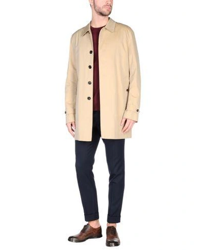 Shop Burberry Overcoats In Beige