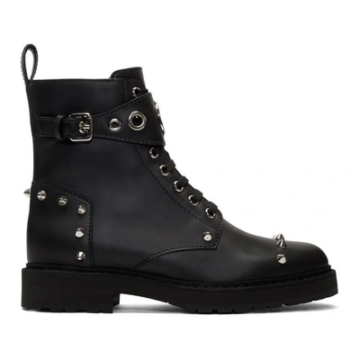 Shop Fendi Black Lug Sole Biker Boots