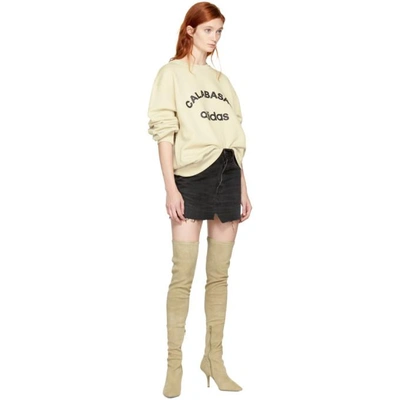 Shop Yeezy Taupe Suede Thigh-high Boots In Military Light