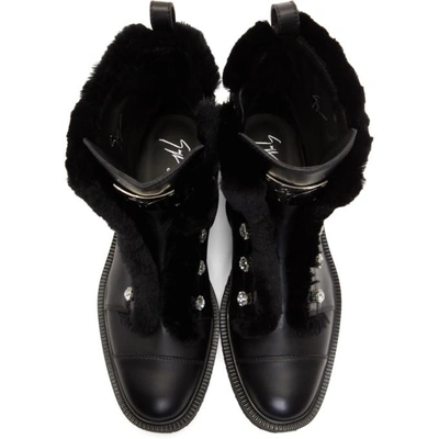 Shop Giuseppe Zanotti Black Hilary Military Boots