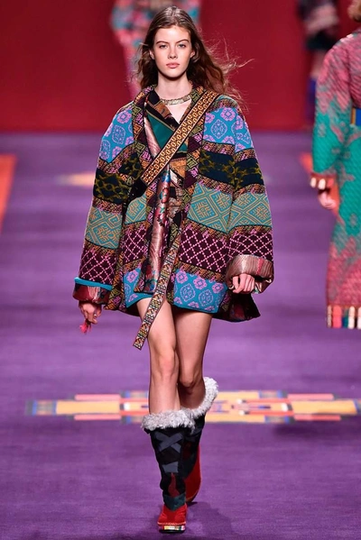 Shop Etro Embroidered Suede Boots In Multicoloured