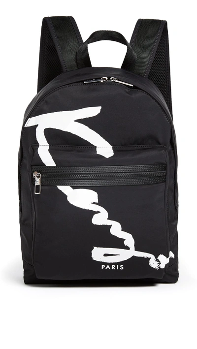 Shop Kenzo Nylon Signature Backpack In Black