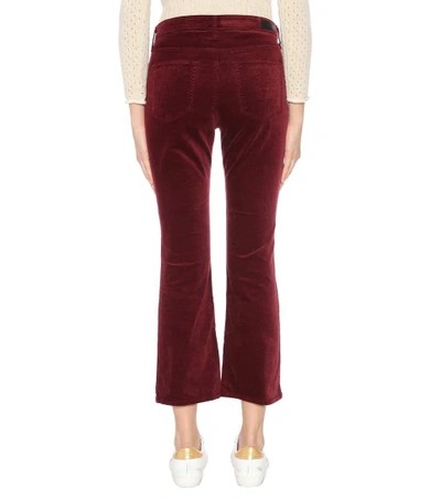 Shop Ag The Jodi Crop Velvet Trousers In Purple