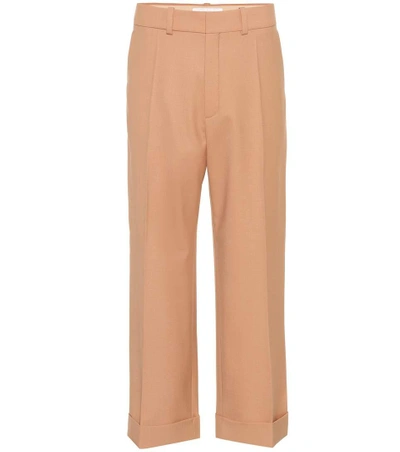 Shop Chloé Cropped Wool Trousers In Pink