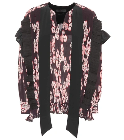 Shop Isabel Marant Willis Floral-printed Pleated Top In Multicoloured