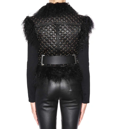 Shop Balmain Studded Leather Vest In Black