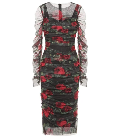 Shop Dolce & Gabbana Floral-printed Cotton Dress In Rose Foedo Eero