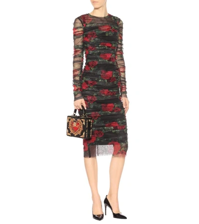 Shop Dolce & Gabbana Floral-printed Cotton Dress In Rose Foedo Eero