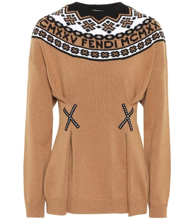 Shop Fendi Wool And Cashmere Sweater In Phosphorus