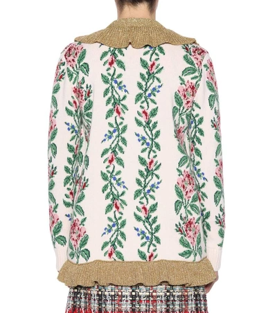 Shop Gucci Wool Intarsia Cardigan In Multicoloured