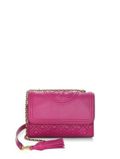 Shop Tory Burch Fleming Small Convertible Leather Shoulder Bag In Pink