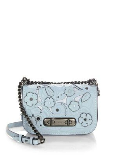 Shop Coach Swagger Flower Leather Crossbody Bag In Blue