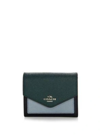 Shop Coach Small Colorblock Leather Bifold Wallet In Navy