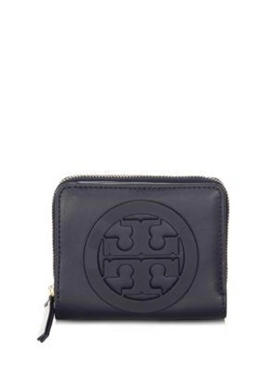 Shop Tory Burch Charlie Mini Leather Bi-fold Wallet In Tory Navy