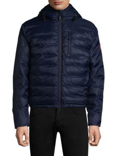 Shop Canada Goose Lodge Hooded Puffer Jacket Fusion Fit In Sad Blue