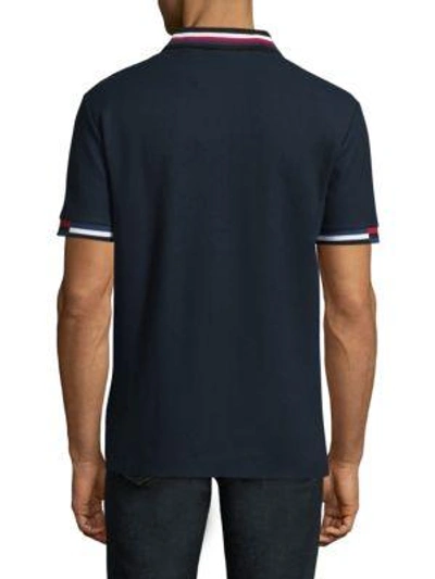 Shop Lacoste Short-sleeve Striped Cotton Polo In Methyl Blue